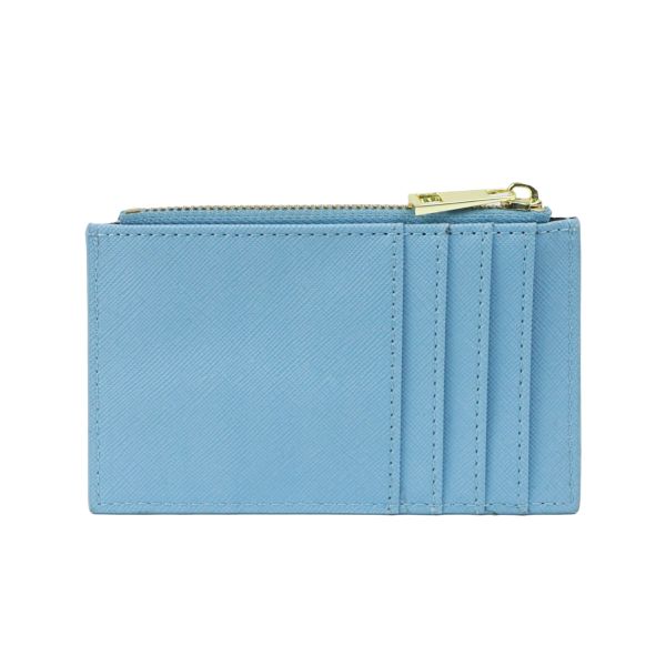 Custom Name Saffiano Leather Zip CardHolder Multiple Colors Ultra Thin Coin Purse Drop Shipping Small  Women Credit Card WalletSKY BLUE_1005007995131701
