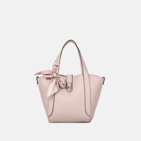 Bagco Noelle Leather Tote-Light Grey
