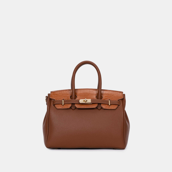 Chrisbella Elodie Leather Satchel-Brown