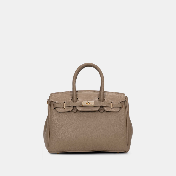 Chrisbella Elodie Leather Satchel-Mud
