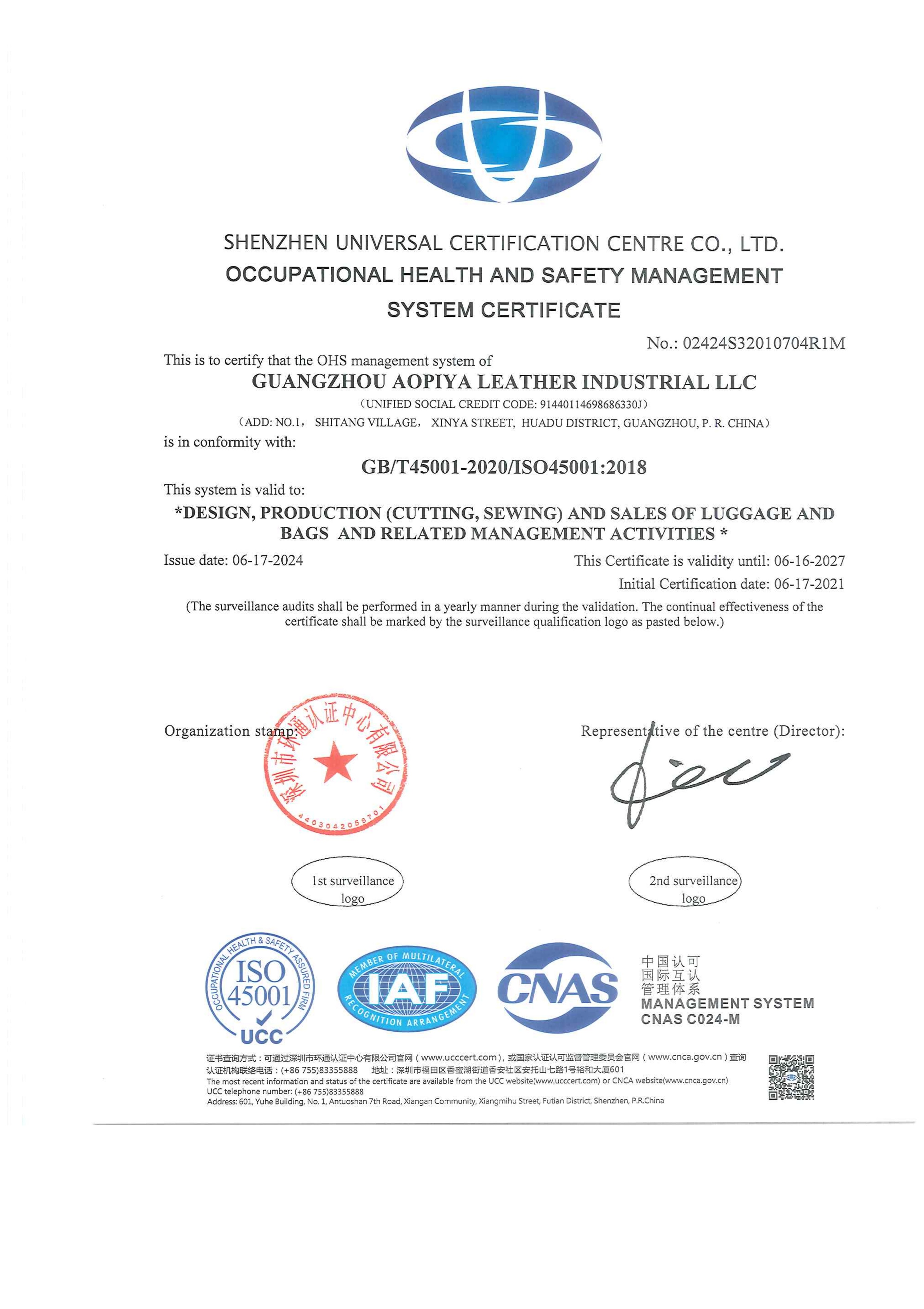 ISO 45001 Certificate