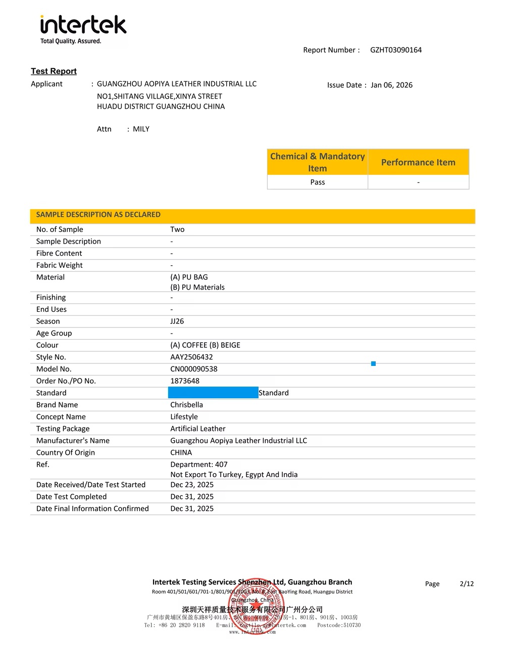 Intertek Coffee Beige Report